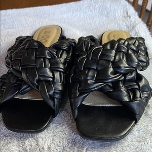 EGO Black Braided Sandals